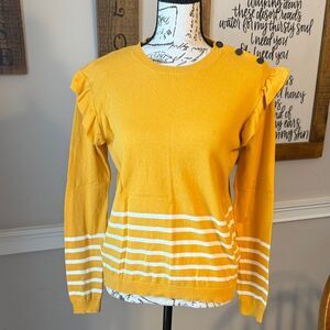 Vertbaudet Yellow Ruffle Sleeve Sweater
